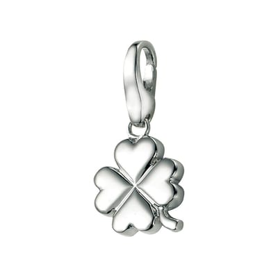 Giorgio Martello glanzend gerhodineerd klavertje vier 925/000  sterling zilver met karabijnslot