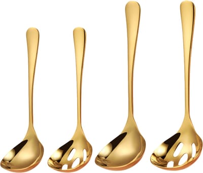House of Husk Soeplepel Set - 4 Stuks - Sauslepel - Opscheplepel - Juslepel - Goud
