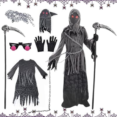 Halloween Heksencape voor Kinderen, Compleet Kostuum met Hoed, Pompoentas en Tovenaarsstok, Perfect voor Cosplay en Feestjes