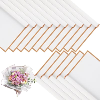 QTTVBTNA - 20 Stuks Bloemen Inpakpapier - Cadeaupapier – Waterdicht Geschenkpapier voor Boeketverpakking – Voor DIY Decoratie,Bloemen,verjaardag,bloemistenbenodigdheden,huwelijks- en jubileumcadeaus – 54x54 cm - Wit