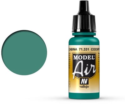 Vallejo Hobbyverf Acrylverf - 71331 Model Air Cockpit Emerald Green -Faded- - Acryl Verf flesje - 17 ml