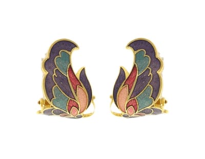 Behave - Oorclips dames - vlindermotief - paars en roze en blauw