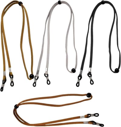 Allecto Plus - Pack van 4 Leren Brillenkoorden voor Dames en Heren - Universeel Verstelbaar - Brillen Koord Brillenkoord Brillenketting - Zwart/Bruin/Roze/Blauw