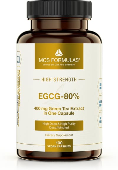 EGCG 80% - GREEN TEA EXTRACT - 400mg - 100 Vegan Capsules - Groen Thee - Decaffeinated