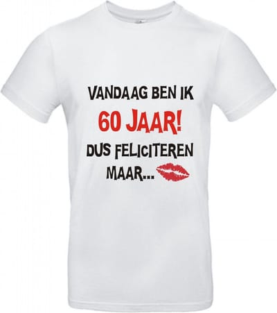 60 jaar verjaardag - T-shirt Vandaag ben ik 60 jaar dus feliciteren maar - Maat XL - Wit - 60 jaar verjaardag - verjaardag shirt