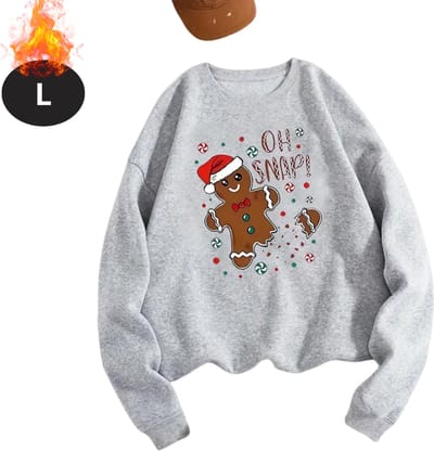 Bovista Kersttrui - Dames - Foute Kersttrui - Christmas Sweater - Cartoonprint - Kerst Sweater - Christmas Jumper - Pyjama - Grijs - L