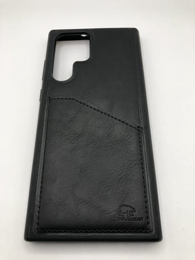 Premium kwaliteit kunstleer backcover met een vak voor pasje - Geschikt voor Samsung Galaxy S22 Ultra - Zwart
