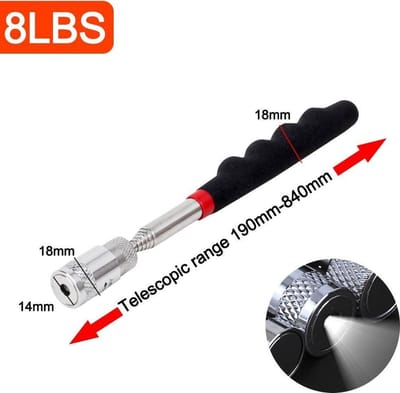 Magneet Pen - Magneetpen - Telescopisch - Met Verlichting - Magneet - Verstelbaar - Uitschuifbaar - Lang Bereik - Gereedschap - Handig - Zwart