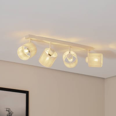 Argon Plafondlamp Suerte, crèmewit, linnen textiel, 4-lamps