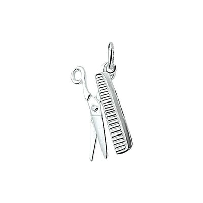 925 Zilveren Halsketting met Kam & Schaar Hanger | Stevige Karabijnsluiting | 40 cm | Jonline