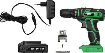 Hofftech Accu Boormachine - 2 Snelheden - Krachtige 20V Li-ion met LED-lamp - 1.3 Ah voor Optimale Prestaties
