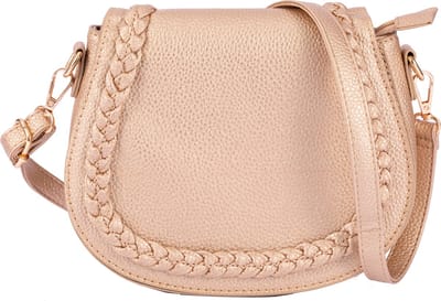 Nouka Champagne Dames Tas – Schoudertas – Crossbody – Avondtasje - met Gevlochten Patroon en Verstelbare en Afneembare Tassenriem / Schouderriem