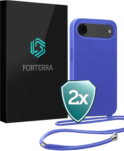 Hoesje Geschikt voor iPhone Air Case Siliconen Hoes Met Koord - Hoes Geschikt voor iPhone Air Met Telefoonkoord Hoesje Backcover - Felblauw - 2 PACK