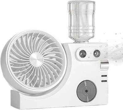 Mistventilator - Luchtkoeler - Persoonlijk comfort - Dubbel mondstuk - 7x23x7 cm - Wit