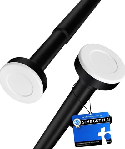 Famanu - Douchestang zonder boren 70-120 cm zwart Ø25 mm, roestvrij staal, telescoopstang voor badkamer
