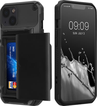 kwmobile Telefoonhoesje met pasjeshouder geschikt voor Apple iPhone 13 hoesje - Hard case met TPU rand in zwart