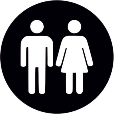 Djemzy - toilet bordje - wc bordje - man + vrouw in rondje - 6 mm mdf - hout