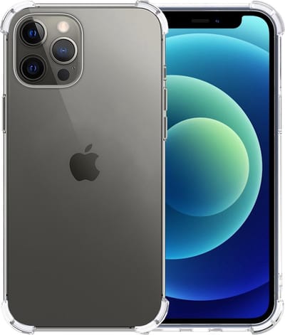 Hoesje - Geschikt voor Apple iPhone 12 Pro - Sterk & Shockproof - Siliconen Shock Case - Hoes Cover - Telefoonhoes - Transparant
