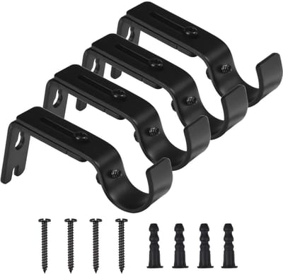Dailygoody - Beugel Gordijnroede - Gordijnroedehouder - Verstelbaar 9-12 cm - Zwart - Robuust met schroeven - Geschikt voor wandmontage - Inclusief be