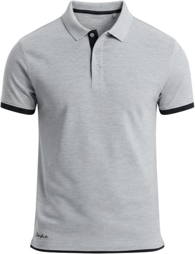 OMBRE Polo - Slim Fit - Katoen - Korte Mouw Lichtgrijs S