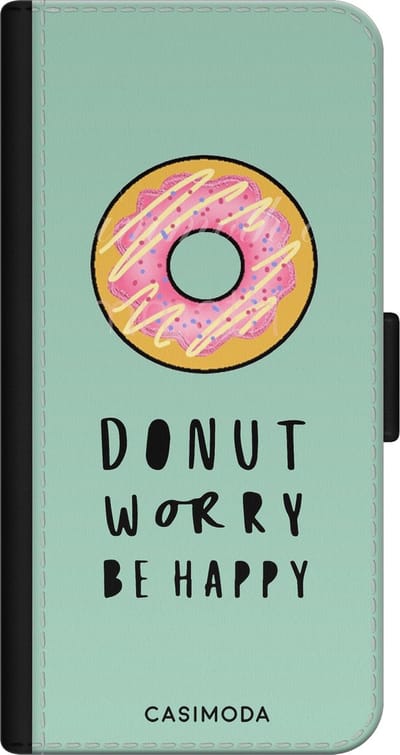 Casimoda® bookcase - Geschikt voor iPhone 11 - Hoesje met pasjeshouder - Donut Worry - Mint - Kunstleer