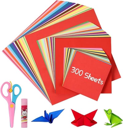 Origami papier 300 vellen - 3 maten - dubbelzijdig gekleurd - perfect voor creatieve projecten - ShopVlot