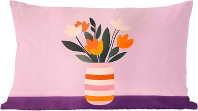 Sierkussens - Kussentjes Woonkamer - 60x40 cm - Tulpen - Vaas - Strepen - Paars