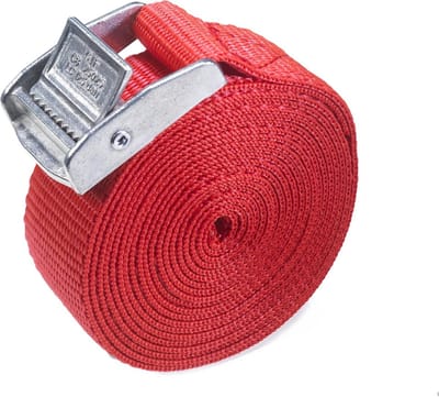 2,5 m Rode nokkenriem 25 mm - 250 kg draagvermogen - multifunctioneel rekband voor veilig vastzetten van lading en bagage