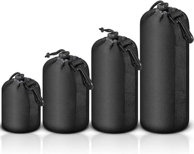Lens Cases - Beschermhoezen - Camera Beschermen - 4 Verschillende Maten - 10-22cm Hoogte - Zwart
