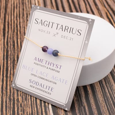 Bixorp Boogschutter / Sagittarius Sterrenbeeld Armband - Cadeau Armbandje met Edelstenen Kralen - Amethist, Lace Agaat & Sodaliet