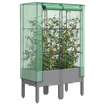 vidaXL - Plantenbak - verhoogd - met - kashoes - 80x40x140 - cm - rattanlook