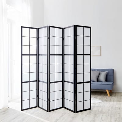 Homestyle4u Kamerscherm - 220x175 cm - zwart - 5-delig - Shoji