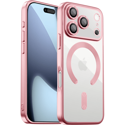 Coverzs luxe Magneet hoesje geschikt voor iPhone 17 Pro met camera cover (rosegoud) – premium magnetisch case met sterke bescherming en perfecte pasvorm
