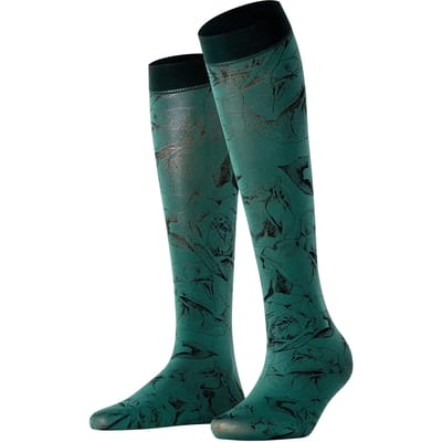 FALKE Rose Brush gedessineerd materiaal halfdoorzichtig 40 DEN kniekousen dames groen - maat 35-38