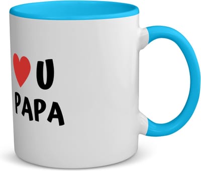 Akyol - love u papa koffiemok - theemok - blauw - Vader - de liefste papa - vader cadeautjes - vaderdag - verjaardag - geschenk - kado - 350 ML inhoud