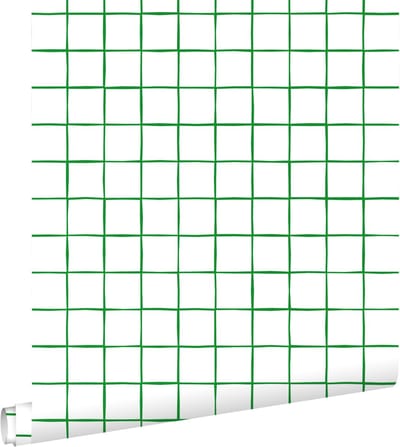 ESTAhome behang geblokt motief groen en wit - 50 x 900 cm - 131273