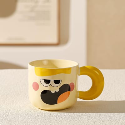 Tasse en Céramique Mignonne et Mignonne Visage Souriant Clown Drôle Mignonne Tasse à Eau Cadeau d'Anniversaire 401-500ml