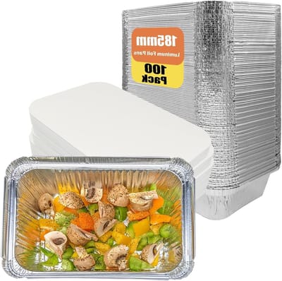 Set van 100 Wegwerp Aluminium Schalen met Deksel, 700 ml, Ideaal voor Bakken, Opslaan en Catering, Perfect voor Feesten en Evenementen