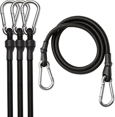 Elastische Koorden - Spanbanden met Haak - Lading Zekeren - Versterkt Dubbelgevlochten - 4x 120 cm - Zwart