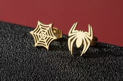 Vibe- spider/web - goud - Halloween - oorknop - juweel - geschenk - oorbel