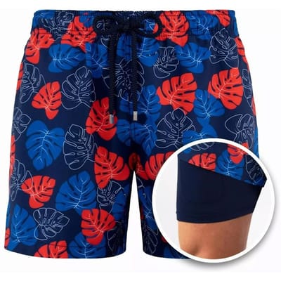 Short de bain hawaïen grande taille pour hommes, maillot de bain avec poches, séchage rapide, cordon de serrage XL bleu foncé