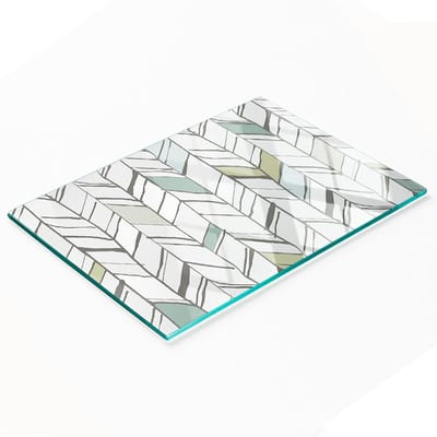 Gehard multifunctioneel decoratief bord van glas met visgraatpatroon, 80x52 cm