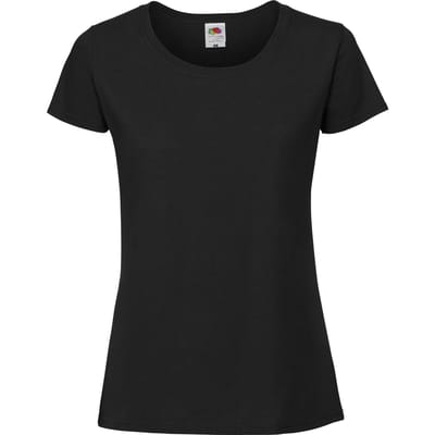 Fruit Of The Loom Vrouwen / Dames Fit Ringgesponnen Premium Tshirt (Zwart)
