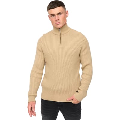 Crosshatch Heren Havaline gebreide Quarter Zip Pullover (Steen)
