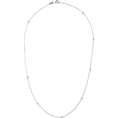 Collar afwisselend kabel ketting Diamonds 0,10 Cts 18K wit