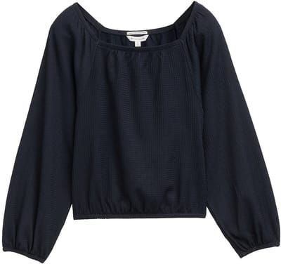 Tom Tailor - Cropped blouse met structuur - Maat 128 - sky captain blue