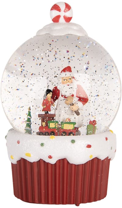 Clayre & Eef Kerstdecoratie met LED-verlichting en muziek Ø 12x20 cm / 3xAA Rood Kunststof