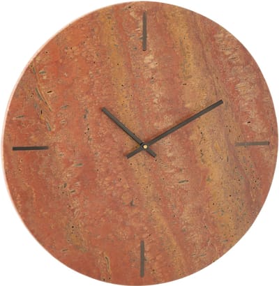 J-Line klok Rond Marmer - steen - terracotta/zwart