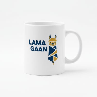 Grappige Lama Tekst Koffiemok “Lama Gaan” – Minimalistisch Geometrisch Dieren Design – 330 ml Keramische Mok