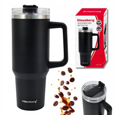 Klausberg KB-7942 Thermische Mok - 1100 ml - Dubbelwandige Isolatie - Met Handvat en Drinkdop - Geschikt voor Warme en Koude Dranken - Thermoskan - Thermosfles - Thermosbeker - Warmhouder voor Drank
